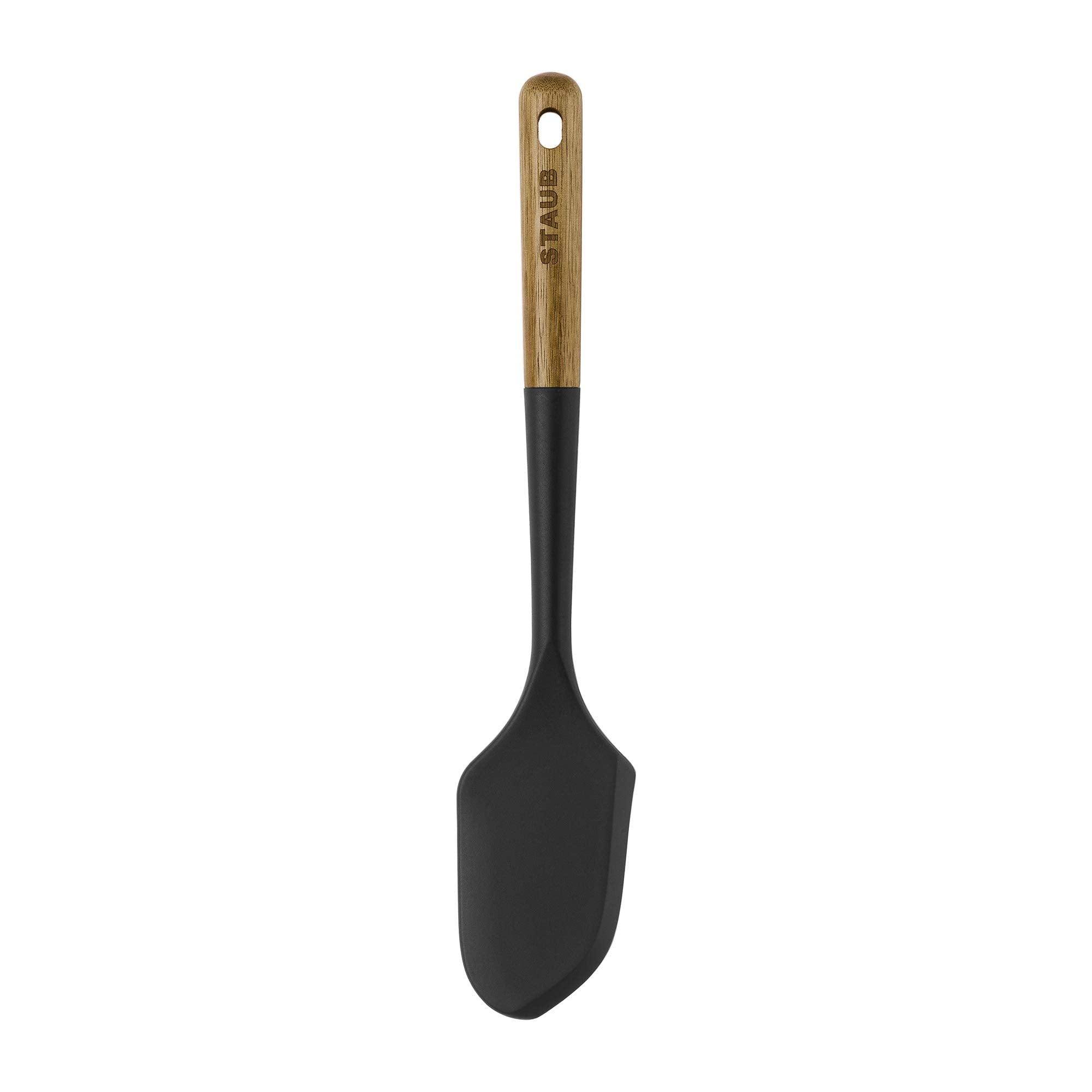 Staub Silcone Spatula, Great For Mixing, Folding, Scraping, And Spreading, Durable Bpa-Free Matte Black Silicone, Acacia Wood Ha
