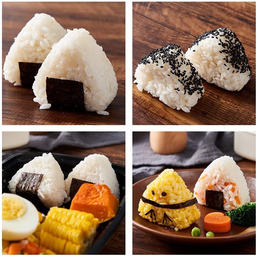 Dimvka 2 Pack Onigiri Sushi Maker Mold Triangle Sushi Press (Large & Small), Non Stick Sushi Rice Making Kit With 1 Pack Small R