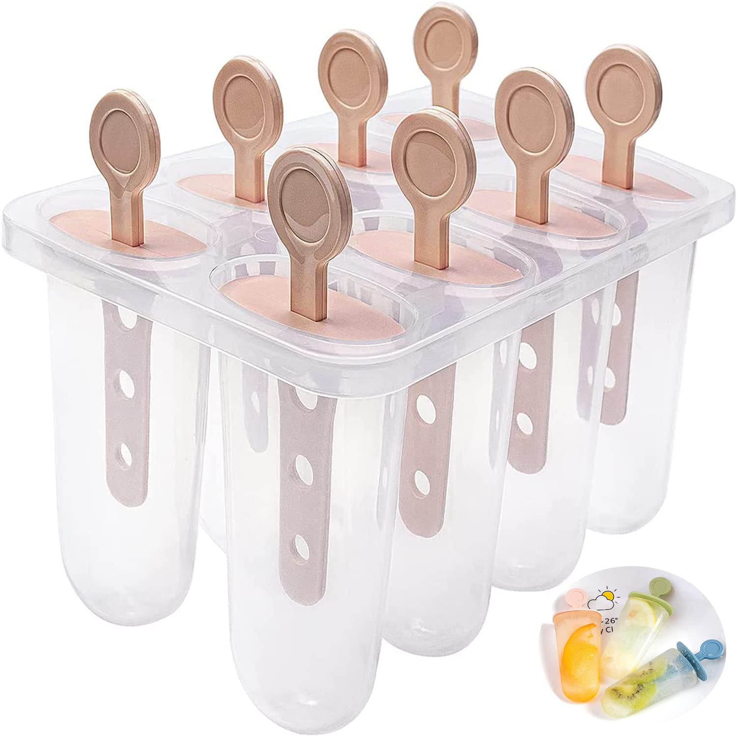 Popsicles Molds,8Pcs Silicone Popsicle Molds,Bpa Free Homemade Ice Popsicle Molds, Reusable Easy Release Ice Pop Molds With Stic