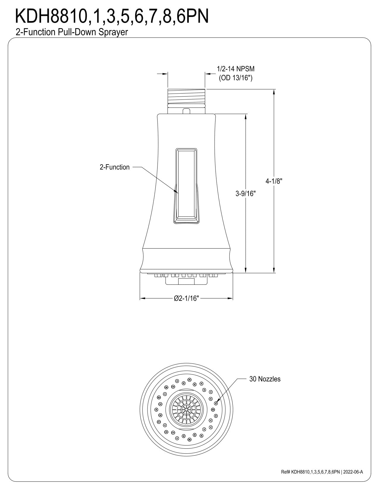 Kingston Brass KDH8811 Kitchen Faucet Sprayer for GS7771ACL with GS8871CTL  Polished Chrome