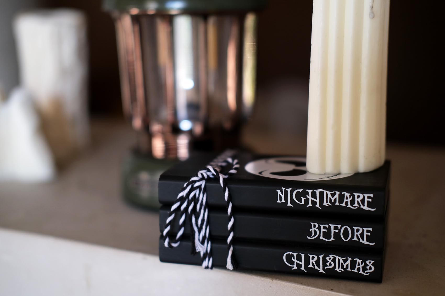 RUKEJUNE Mini Black Halloween Tiered Tray Decor Wood Decorative Book Stack, Rustic Farmhouse Faux Books Bundle for Home Table Ma