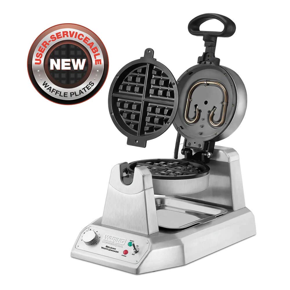 Waring Commercial Ww180X Heavy Duty Single Belgian Waffle Maker, Coated Non Stick Cooking Plates, Produces 25 Waffles Per Hour,