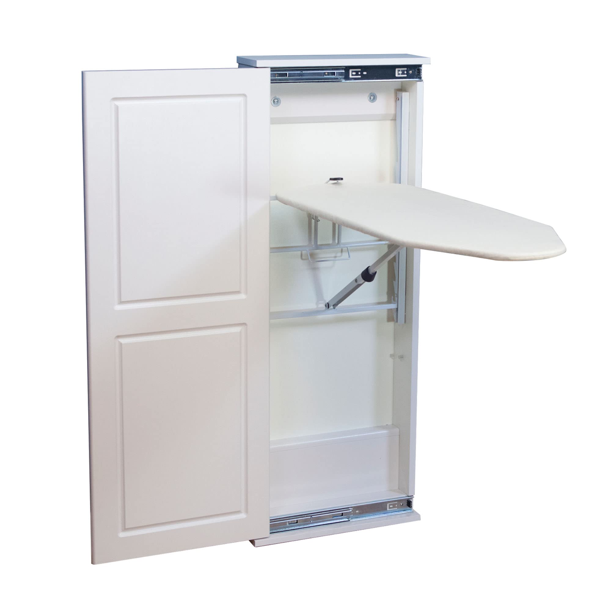 Household Essentials Artisan-Panel White Wall Ironing Cabinet
