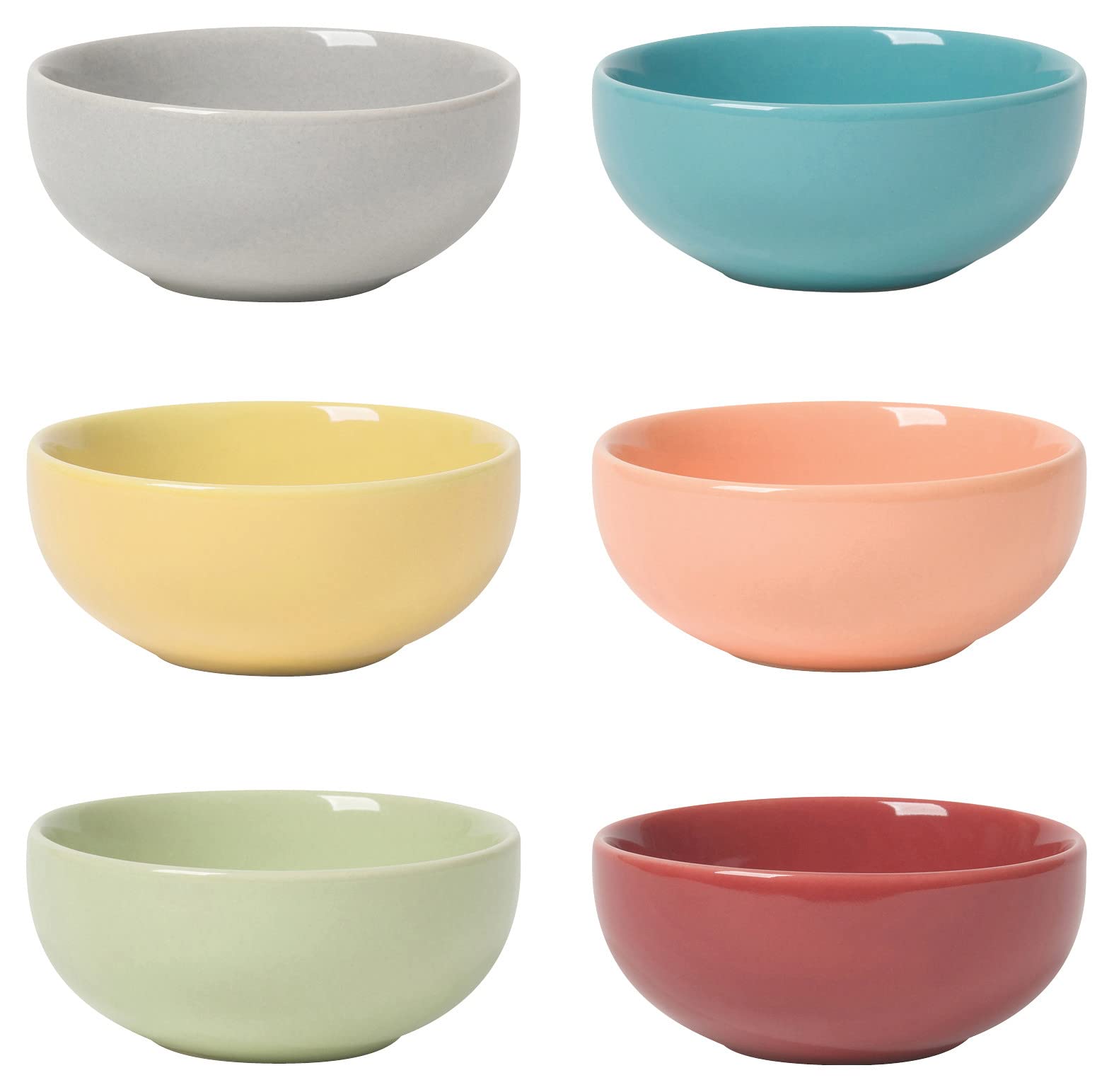 Now Designs Canyon Ceramic Pinch Bowl Set, Soy Sauce Dish, Set of 6, 2 oz