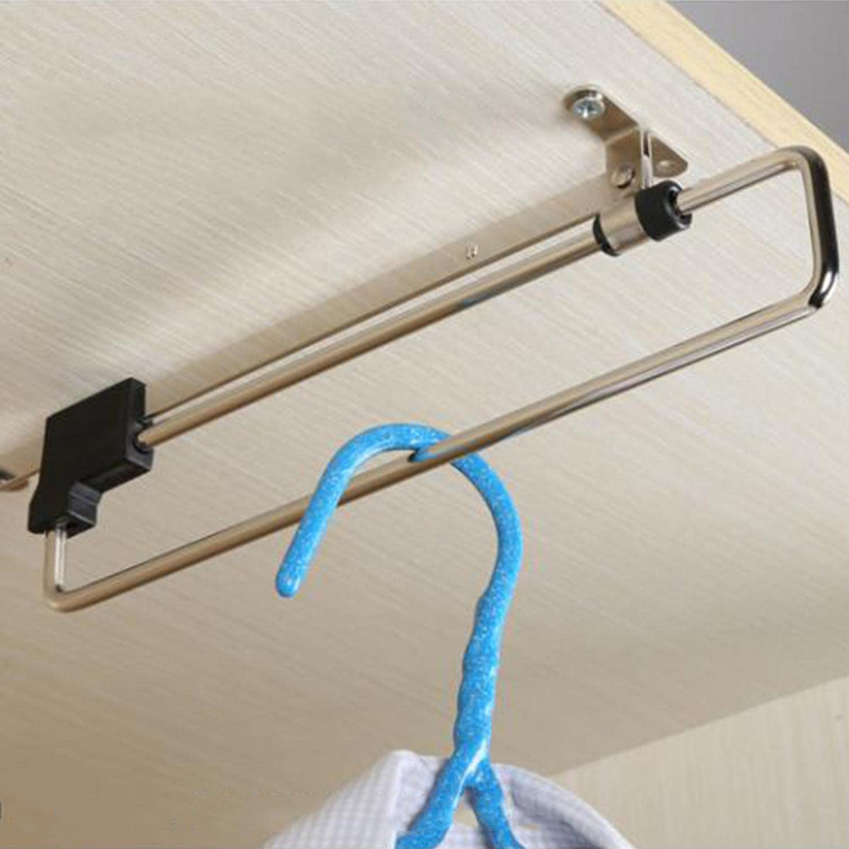 Heavy Duty Retractable Wardrobe Closet Pull Out Rod, Hanger Trousers Pull Out Hanger Rail Telescopic, Closet Rod For Wardrobe Ho