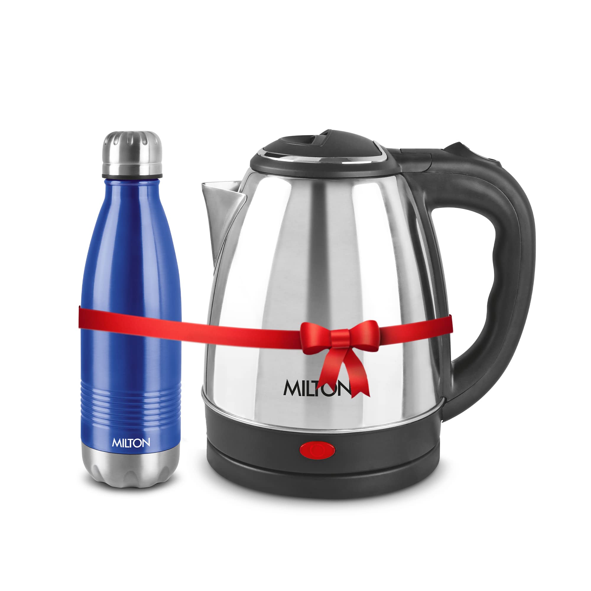 Milton Combo Set Go Electro Stainless Steel Kettle, 1.5 Litres, Silver And Duo Dlx 750 Thermosteel Hot And Cold Bottle, 700 Ml, 