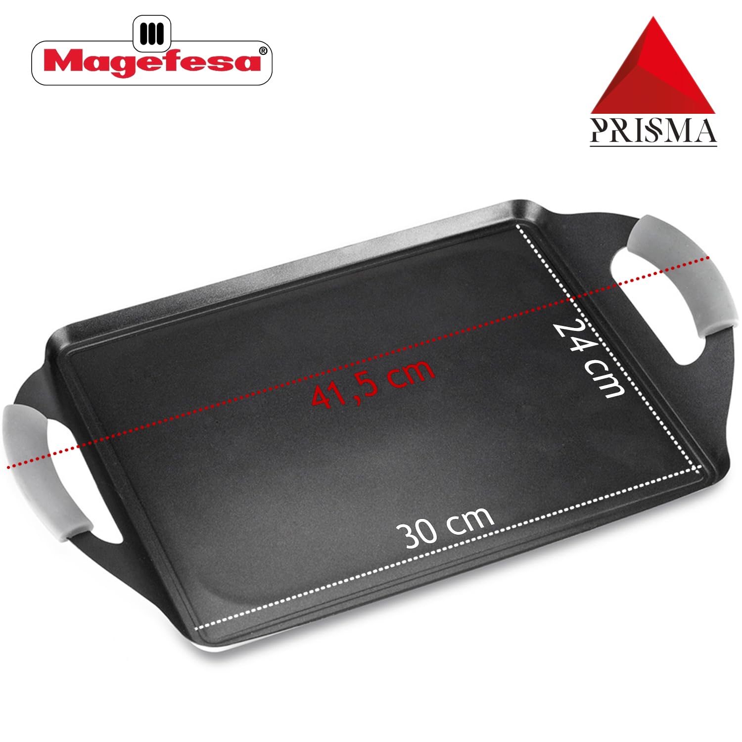 Magefesa Prisma - 10.8 Inches Teppanyaki Griddle Pan, Made In 18/10 Stainless Steel, Triple Layer Non-Stick, For All Types Of Ki