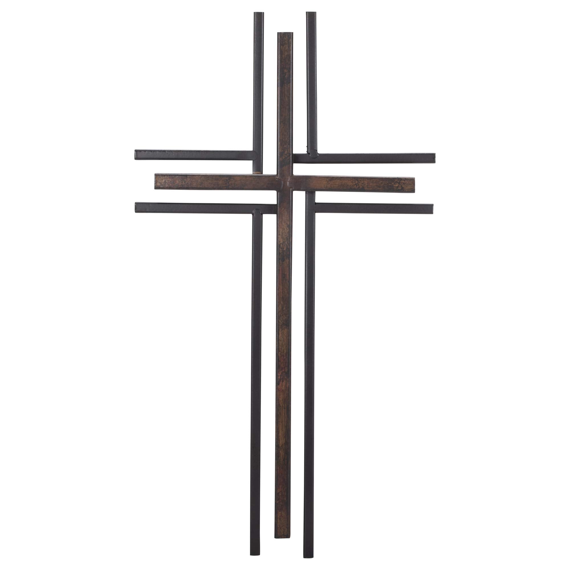 Dicksons Galvanized Look Double Layer 16 inch Decorative Metal Decorative Hanging Wall Cross
