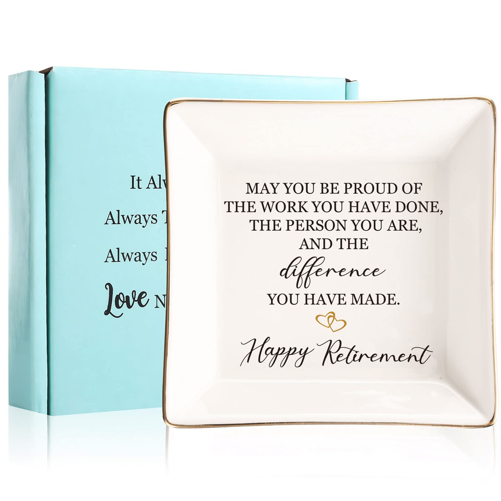 Retirement Appreciation Gift Personalized Gifts For Women Ceramic Jewelry Holder Ring Dish Trinket TrayGift For Mom Boss Cowor