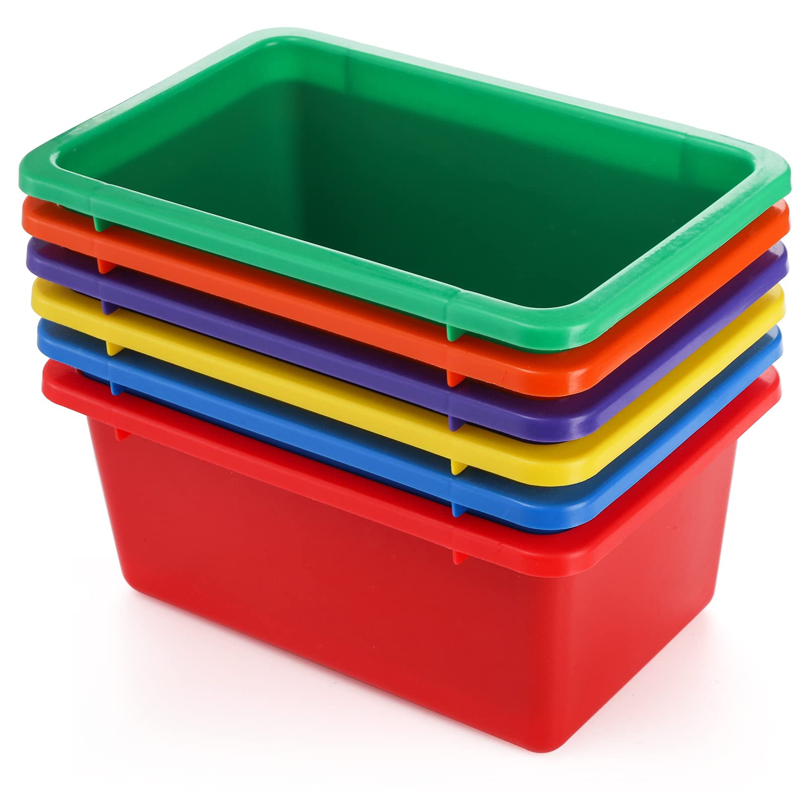 Nicunom 6 Pack Cubby Bin Storage Bins, Multi-Purpose Plastic Storage Bins Stackable Organizer Storage Cubbies For Home, Nursery,