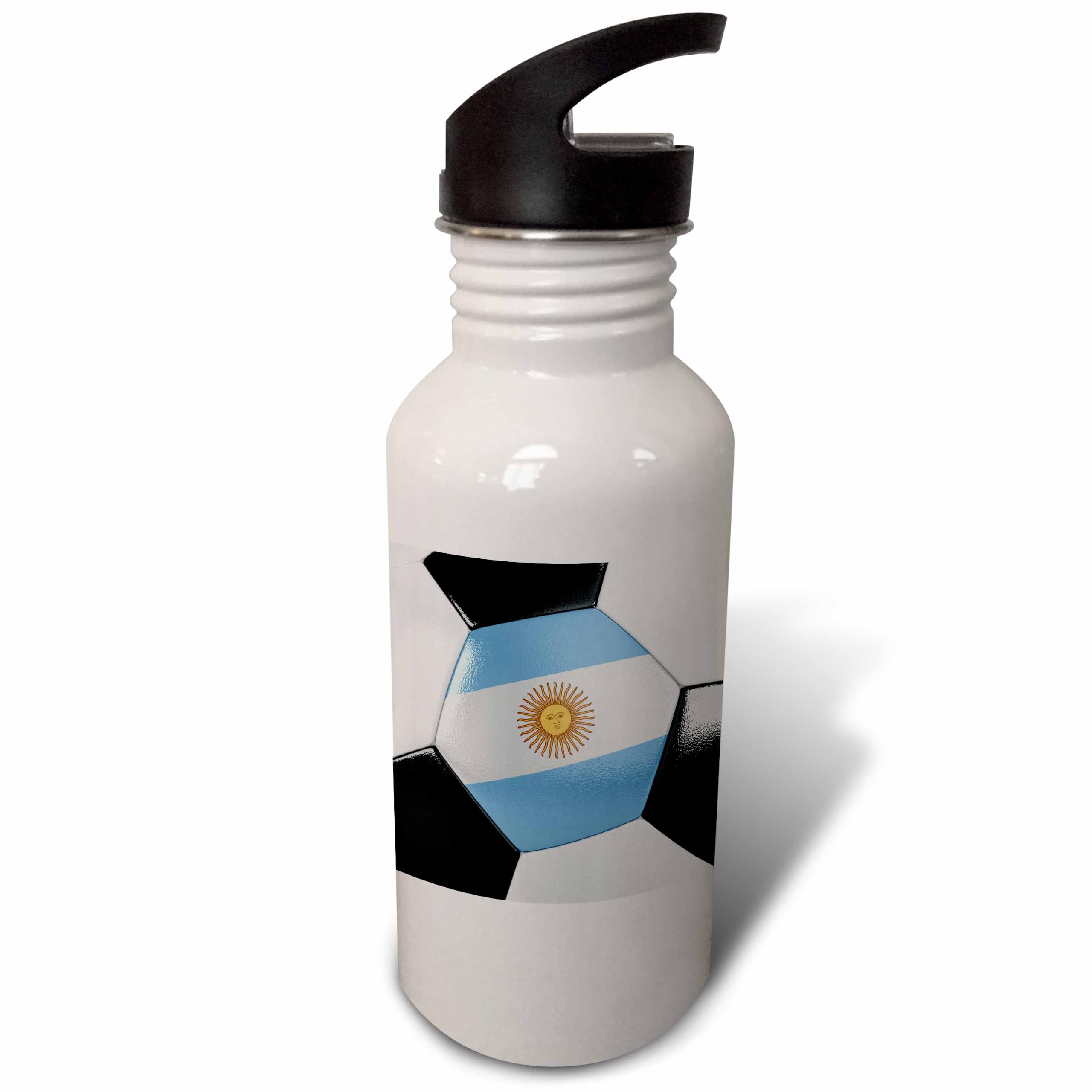 3dRose Argentina Soccer BallSports Water Bottle, 21oz , 21 oz, Multicolor
