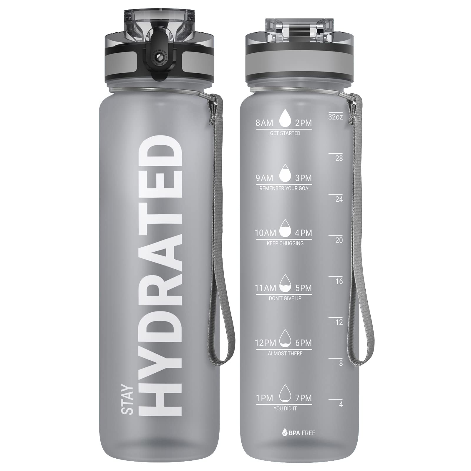 Sahara Sailor Water Bottles, 32Oz Motivational Sports Water Bottle With Time Marker - Times To Drink - Tritan, Bpa Free, Wide Mo