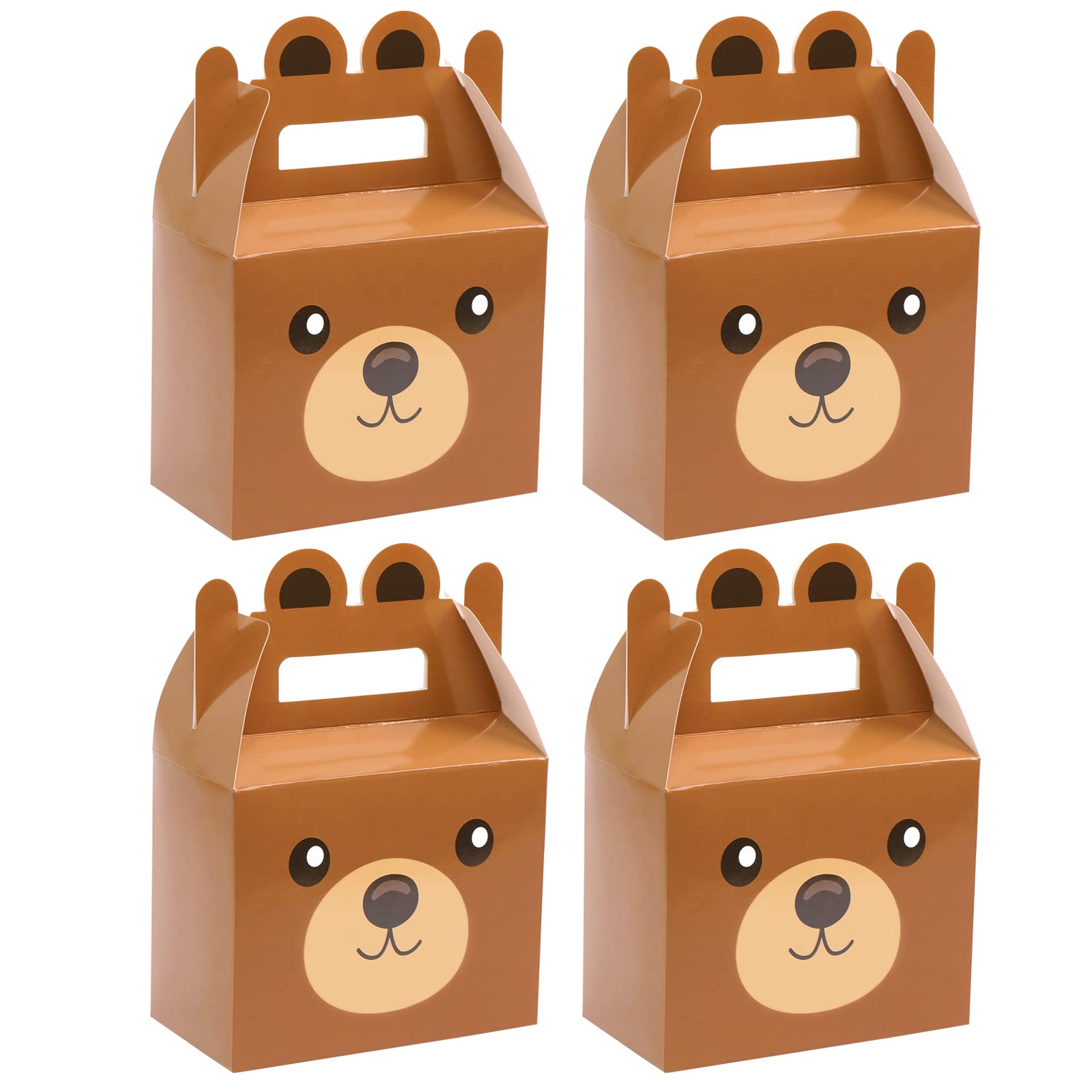 24Pcs Bear Treat Boxes Party Supplies Bear Baby Shower Theme Party Favor Goody Gift Boxes For Kids Boy Girl Brown Bear Theme Bir