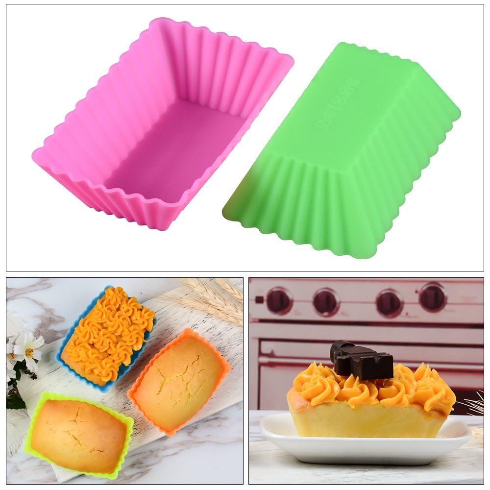 Silicone Baking Cups Cupcake Liners - 24Pcs Reusable Silicone Molds Including Round  Rectanguar  Square  Flower BPA Free Food Grade Silicone