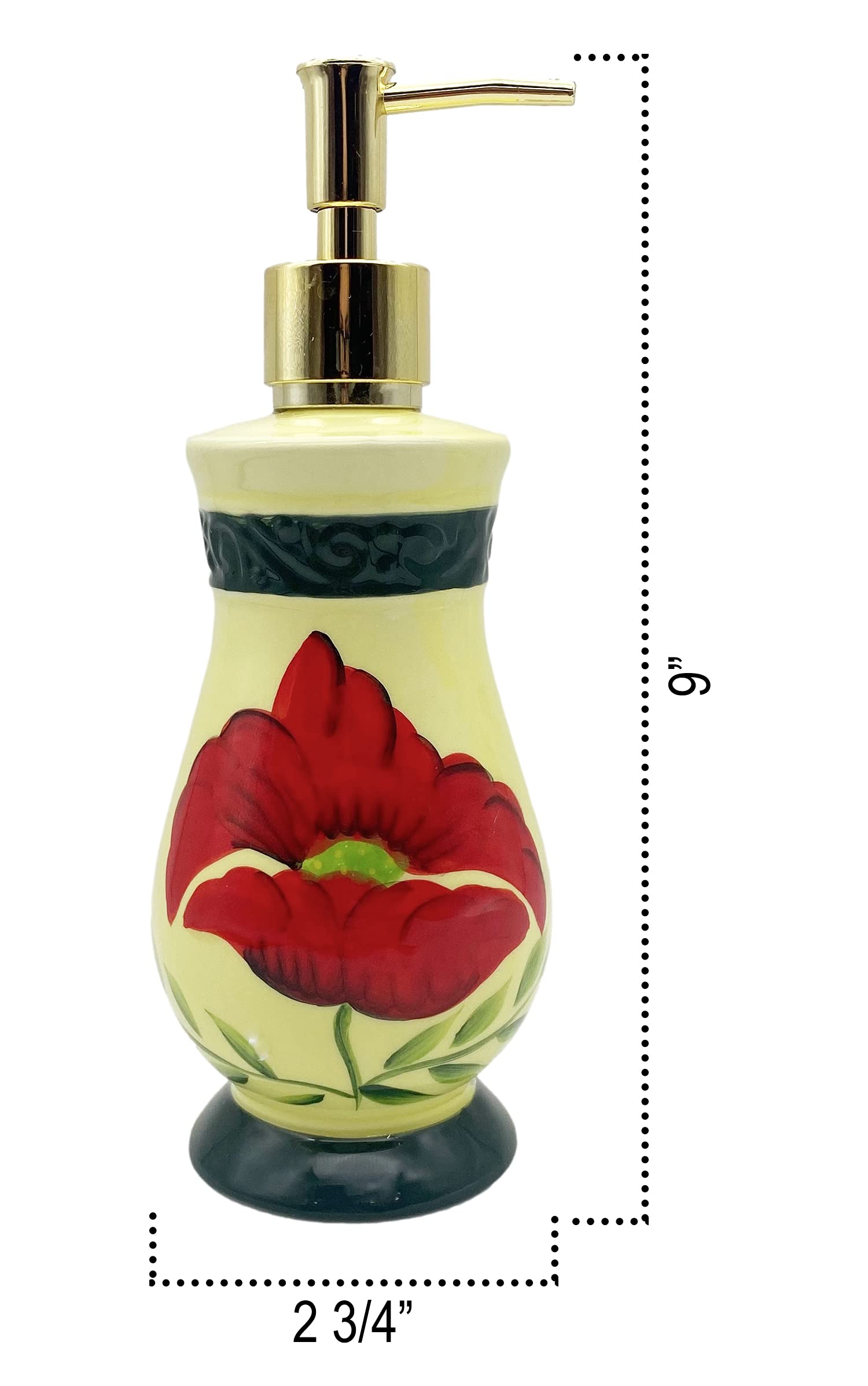 Tuscany Floral Poppy  Hand Painted Ceramic Collection (SOAP Dispenser)