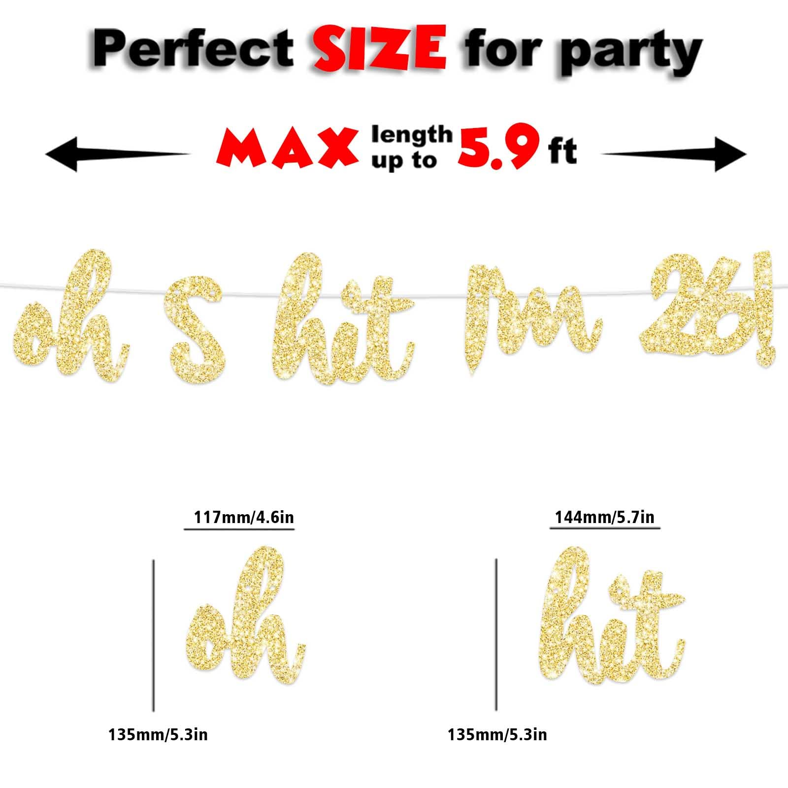 Oh Im 26! Banner Backdrop Glitter Gold Hallo Twenty Six Cheers To 26 Years Old Theme Decor For Man Woman Happy 26Th Birthday Par