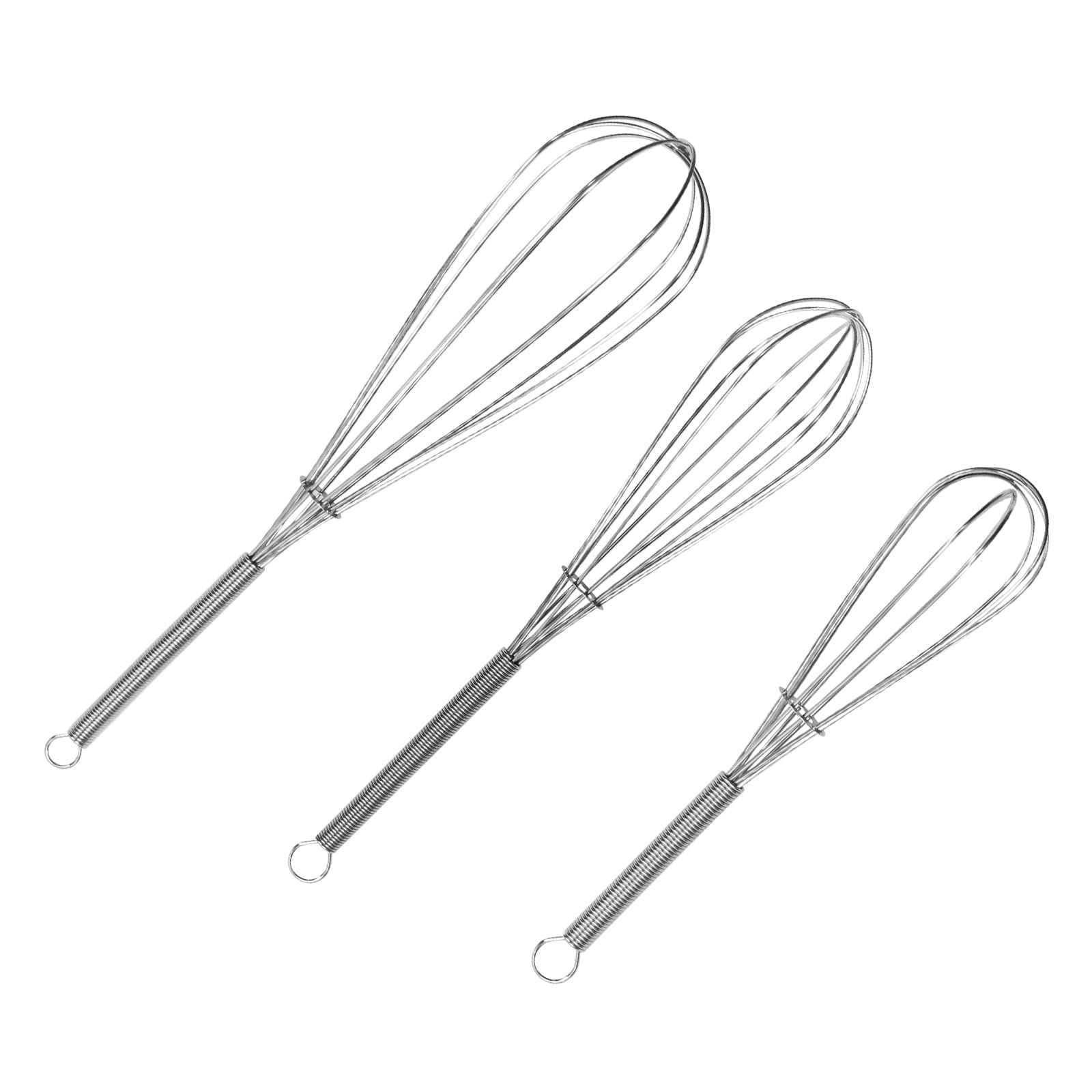 Stainless Steel Whisks Cooking Set  ForTomorrow 3 Pack 8 10 12 Kitchen Wire Whisk, RustProof Balloon Egg Beater Hand Mixers
