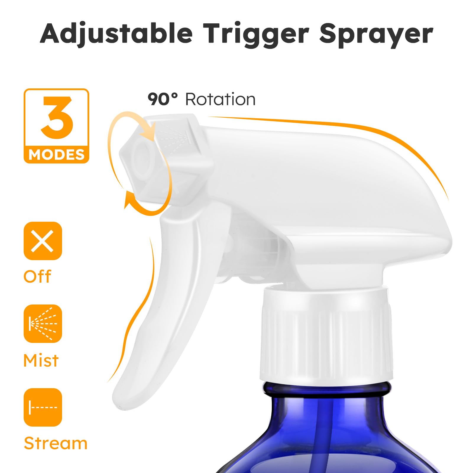 Tecohouse Glass Spray Bottle 8 Oz, Blue Small Empty Refillable Sprayer Container With Labels, Funnel, Lids, Graduated Pipettes -