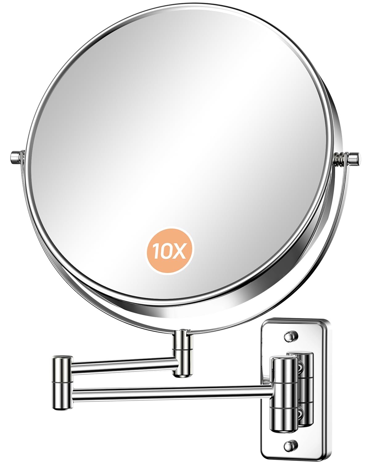 Gospire 9 Inch Extra Large Wall Mounted Mirror with 1X/10X Magnification, 360 Swivel & Extendable, Chrome Polished Finish for Ba