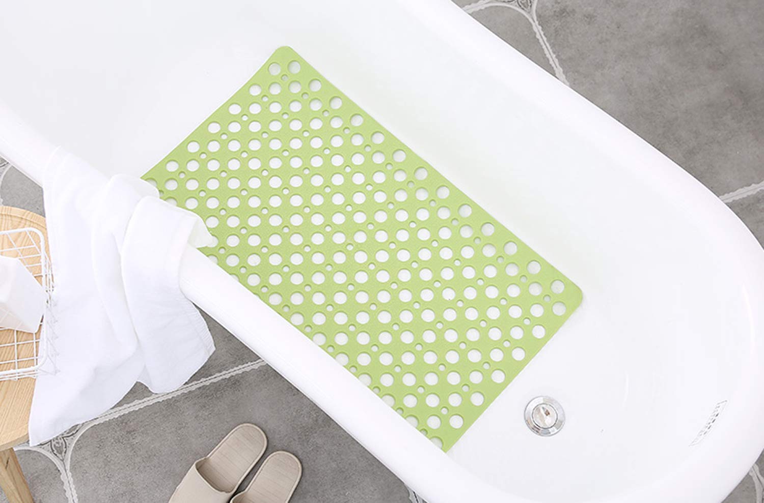 Mantto Nonslip Bathtub Mat Extra Soft Tpe Bath Mat For Kids, Machine Washable Bathroom Shower Mat, Smooth/Non-Textured Tubs Only