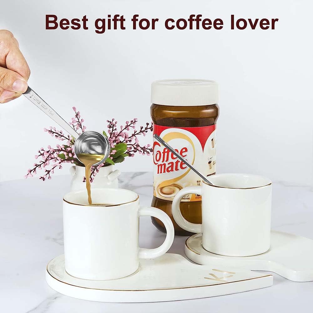 2 Packs Sainless Steel Coffee Measuring Spoon Coffee Scoop Premium Coffee Scoop Set 2 Tablespoons (30 Ml) Spoon-Silver For Coffe