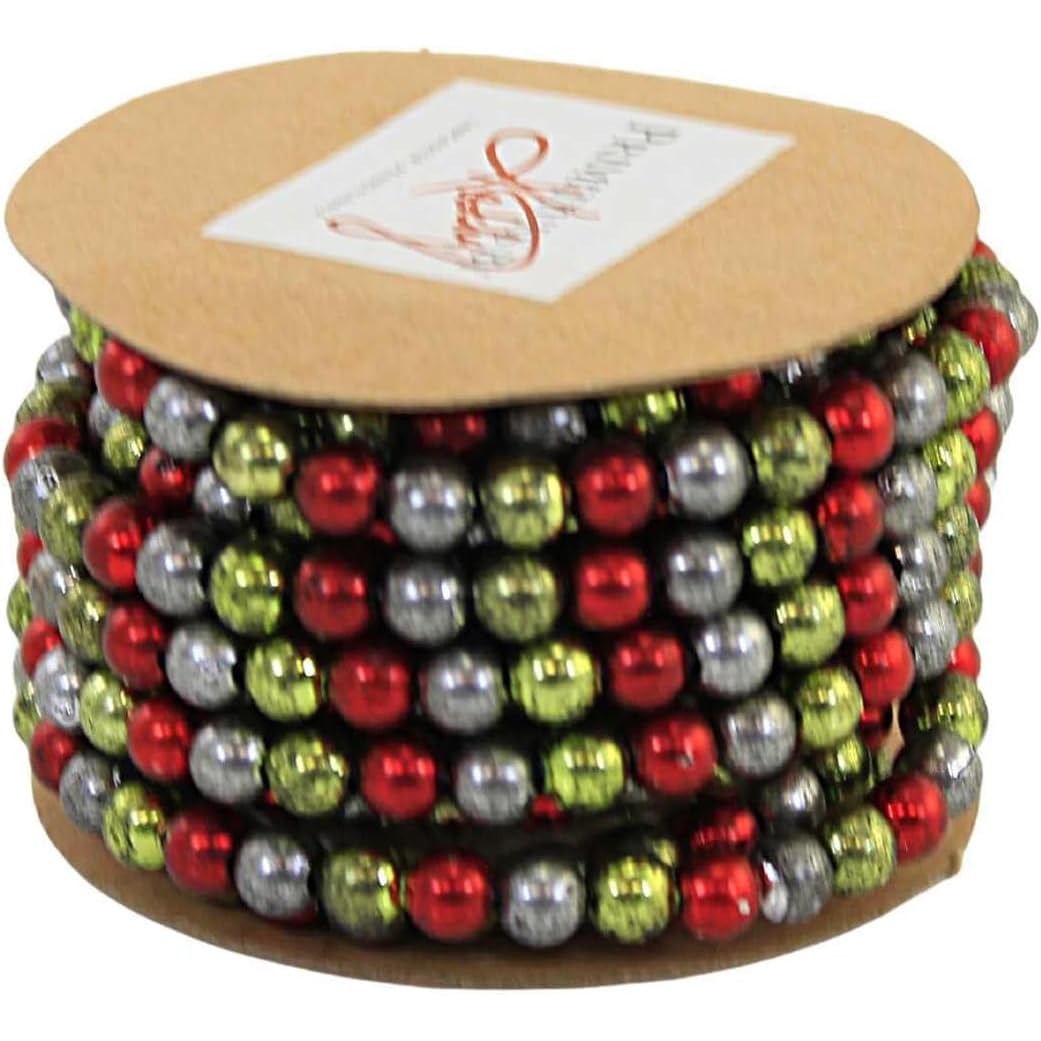 Primitives By Kathy 6' Mini Green and Red Beaded Christmas Tree Garland 21843