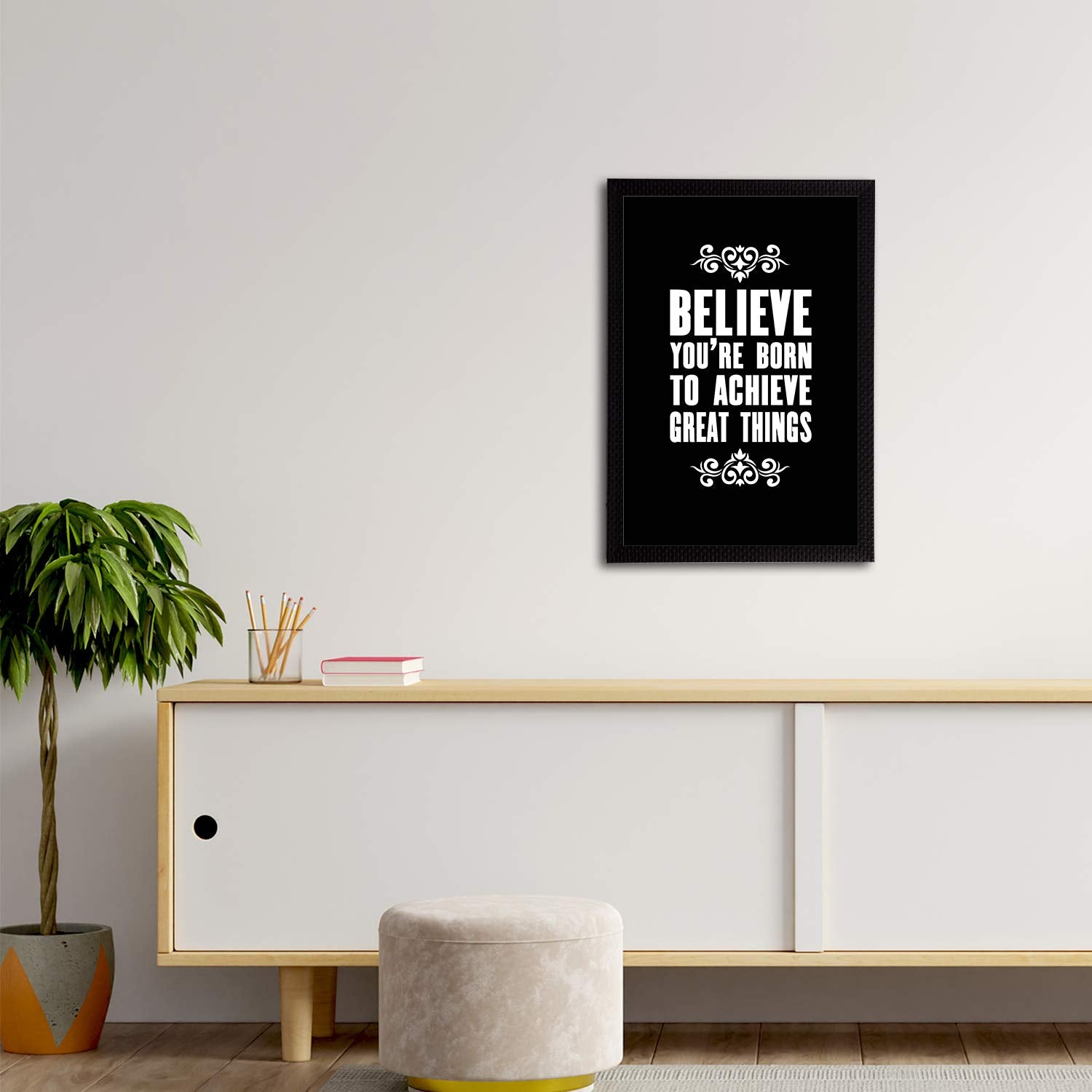 eCraftIndia Believe Youre Born to Achieve Great Things Motivational Quote Satin Matt Texture UV Art Painting