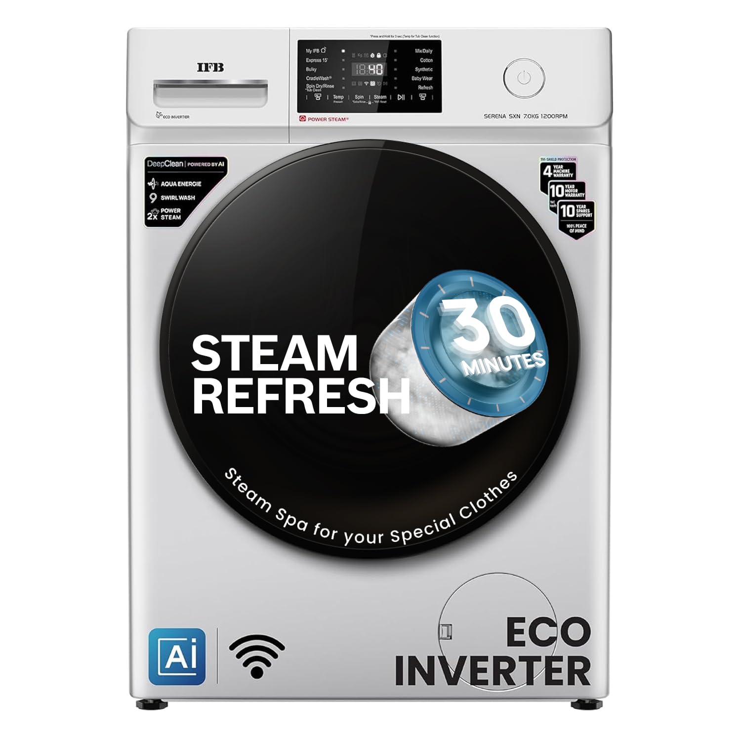 Ifb 7 Kg 5 Star, Deepclean Technology, Ai Powered, Wifi, Fully Automatic Front Load Washing Machine (Serena Sxn 7012 Cms, Powers