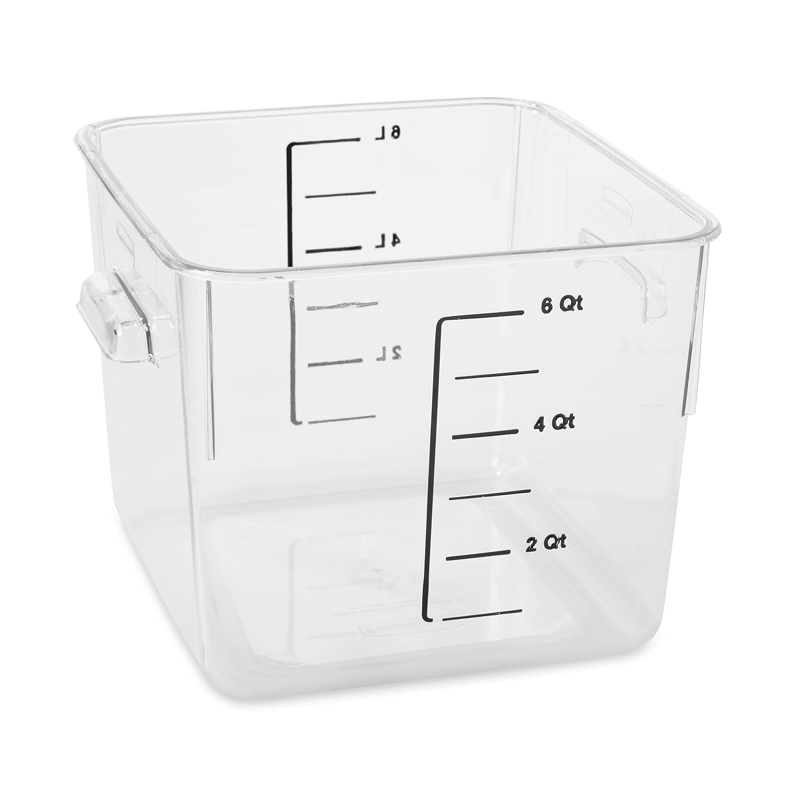 Rubbermaid Commercial Products, Space Saving Square Food Storage Container, 6 Quart, Clear, For Kitchen/Sous Vide/Meal Prep