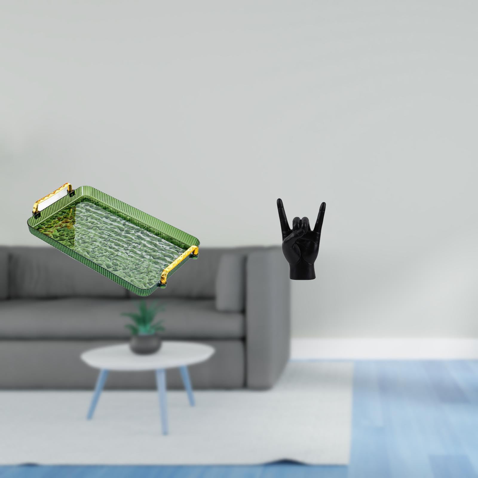 Myaddiction Dessert Hand Gesture Coffee Table Tray With Handle Serving Tray Sculpture Jewelry Storage For Dining Room Housewarmi