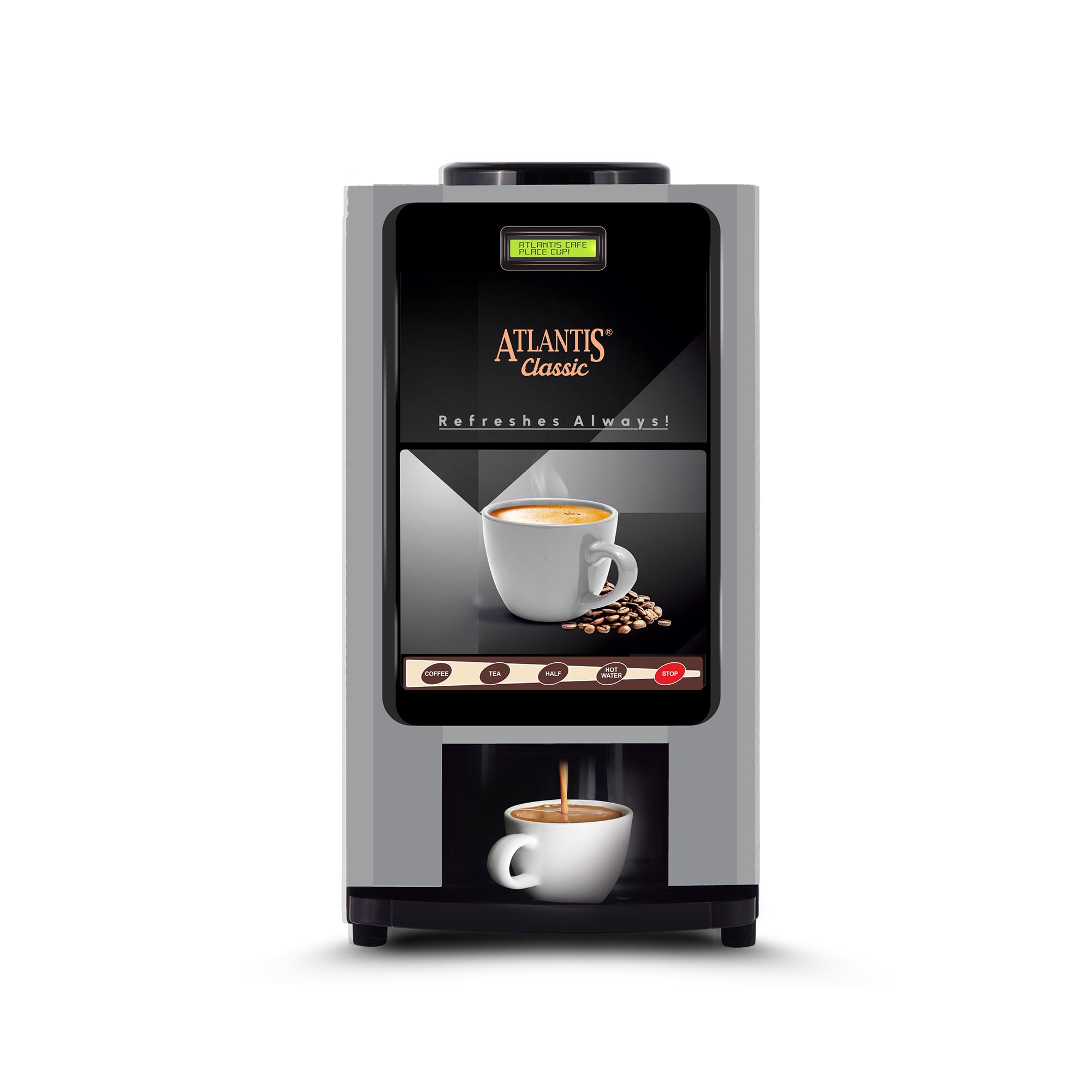 Atlantis Classic 2 Lanes Tea/Coffee Vending Machine  3 Liters Hot Tank | Premix Based Instant Hot Beverage Dispenser For Office