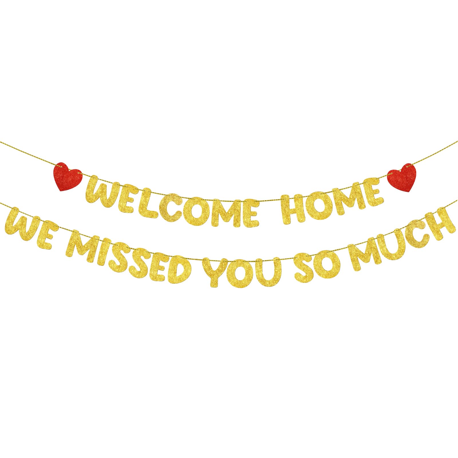 Fulmoon Pre Strung Welcome Home We Missed You So Much Banner Glitter Welcome Home Sign for Party Decorations Military Army Retur