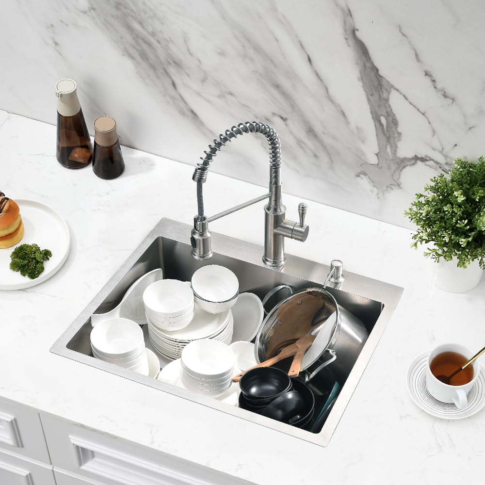 Jshozzy 23 Drop In Kitchen Sink, 23'' X 18'' Small Kitchen Sink Drop In 16 Gauge Stainless Steel Kitchen Sink Top Mount Single B