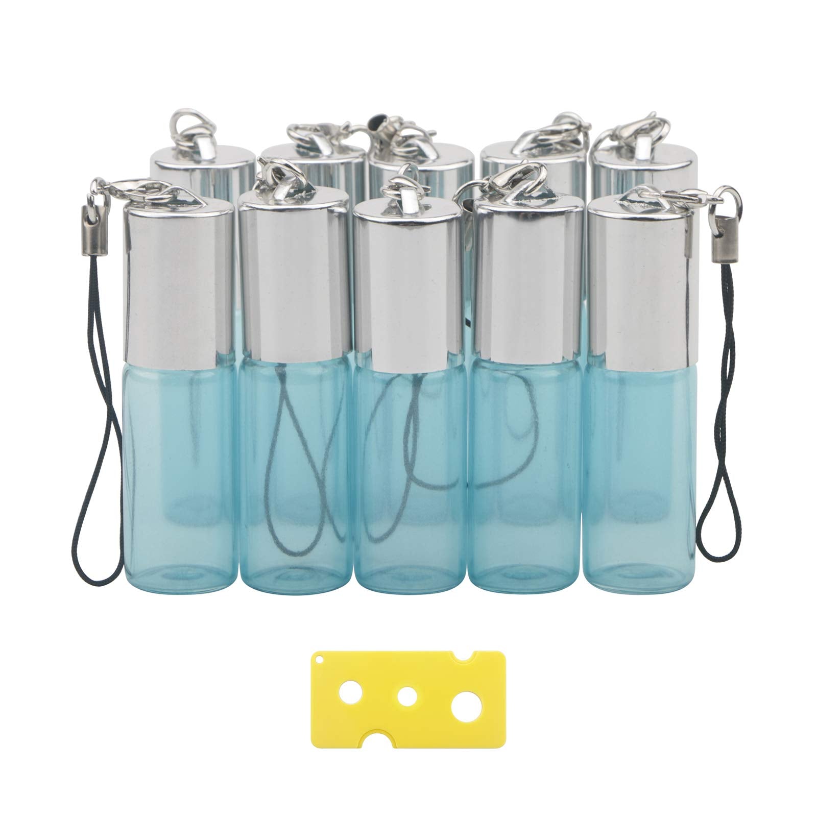 Newzoll 10Pcs/Set Glass Roll-On Bottles With Opener 5Ml 1/6Oz Pearly Blue Roller Bottles Rolling Bottles Vials For Essential Oil
