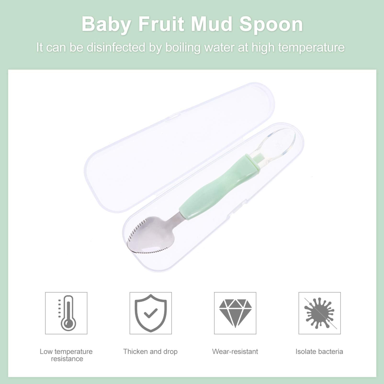 2Pcs Food Scraper Spoon Silicone Feeding Spoons Double Head Fruit Puree Spoon Practical First Training Baby Scraper For Fruit Sc