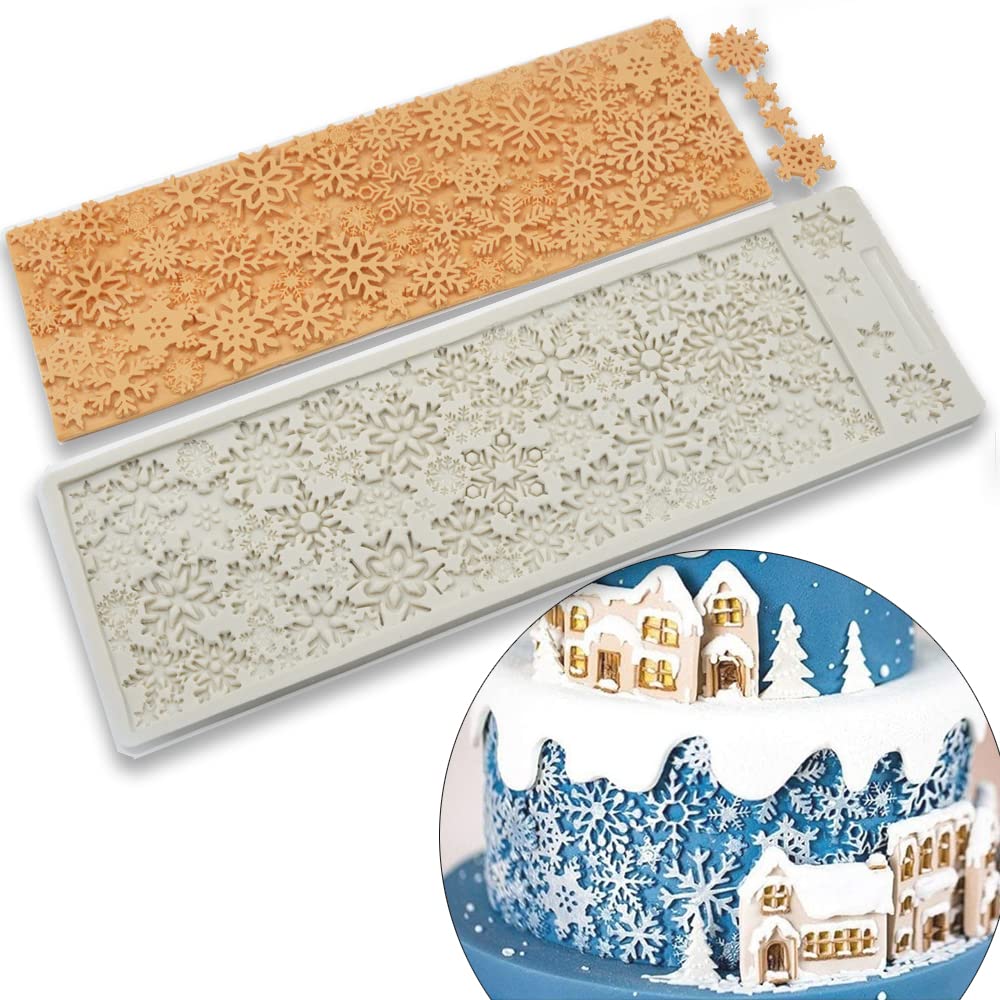 Cestony 3D Snowflake Embossing Mat Silicone Molds For Diy Cake Fondant Biscuit Cookies Soap Sugar Pudding Chocolate Hard Candies