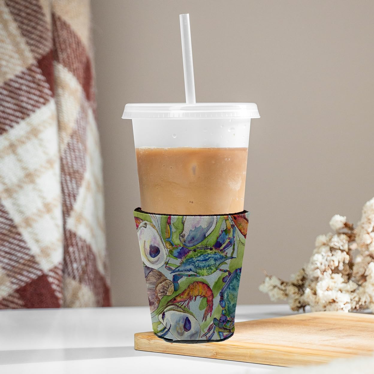 'Crab   Shrimp and Oysters Red Solo Cup Beverage Insulator Hugger''