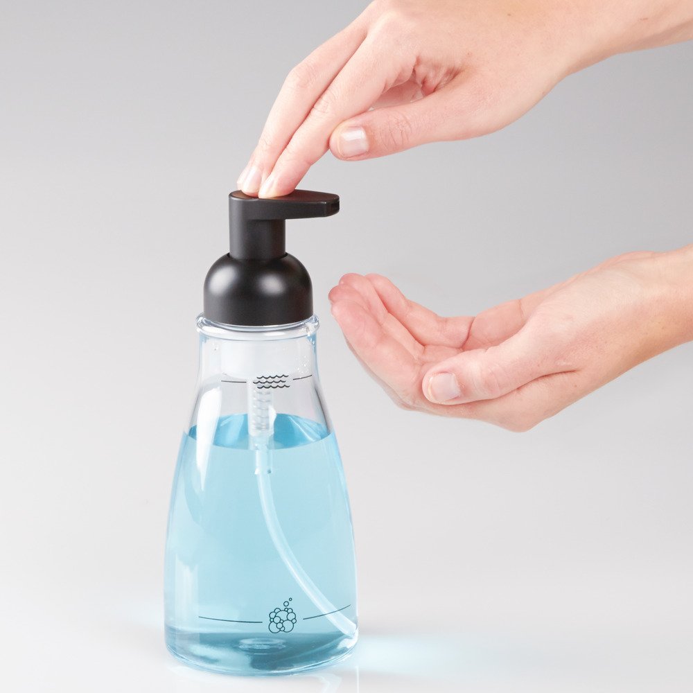 Idesign Refillable Foaming Soap Dispenser For Kitchen Or Bathroom Vanity - Clear/Matte Black
