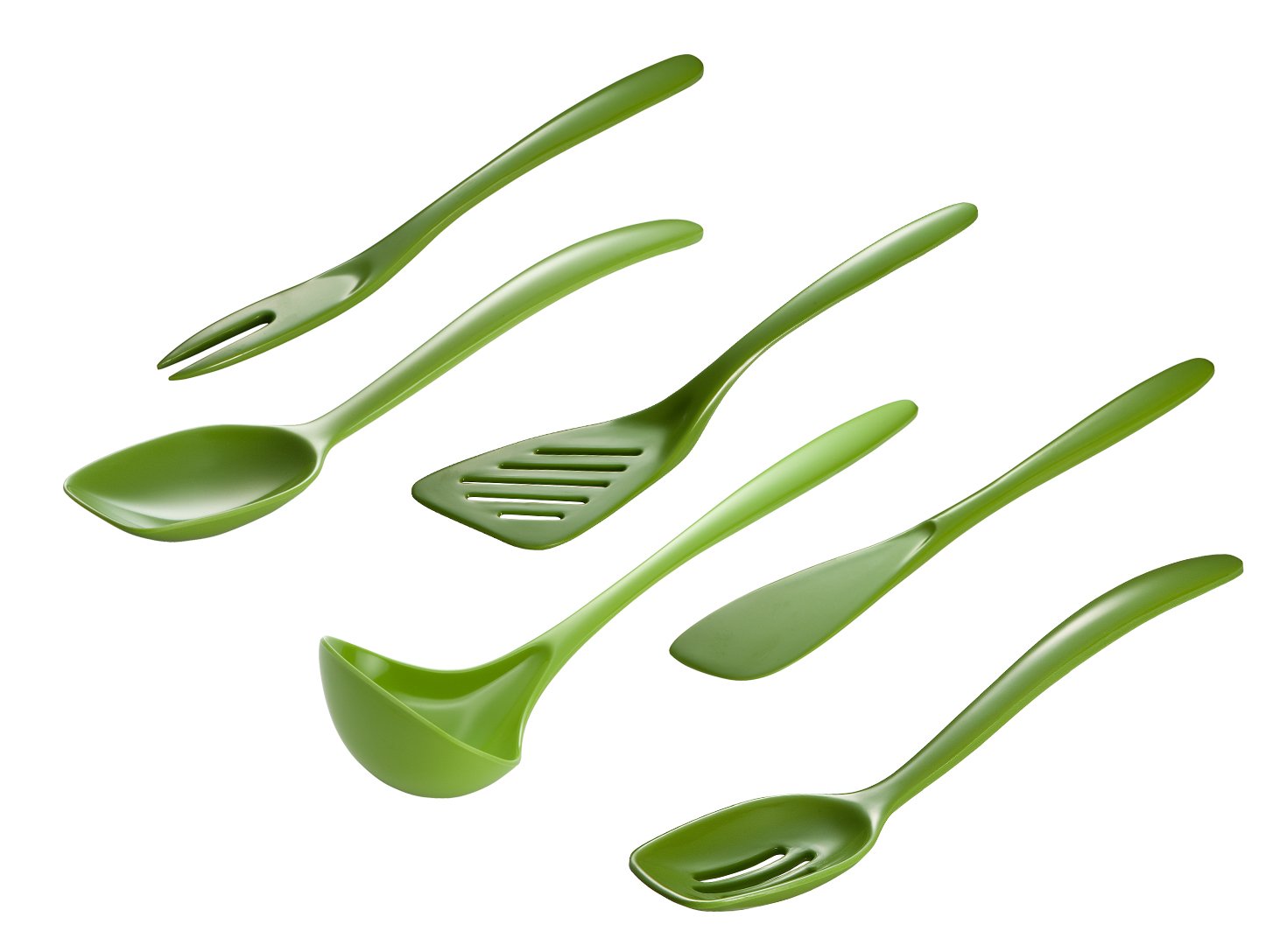 Hutzler Melamine Mini Utensils, Small/7.5'', Green, Set Of 6