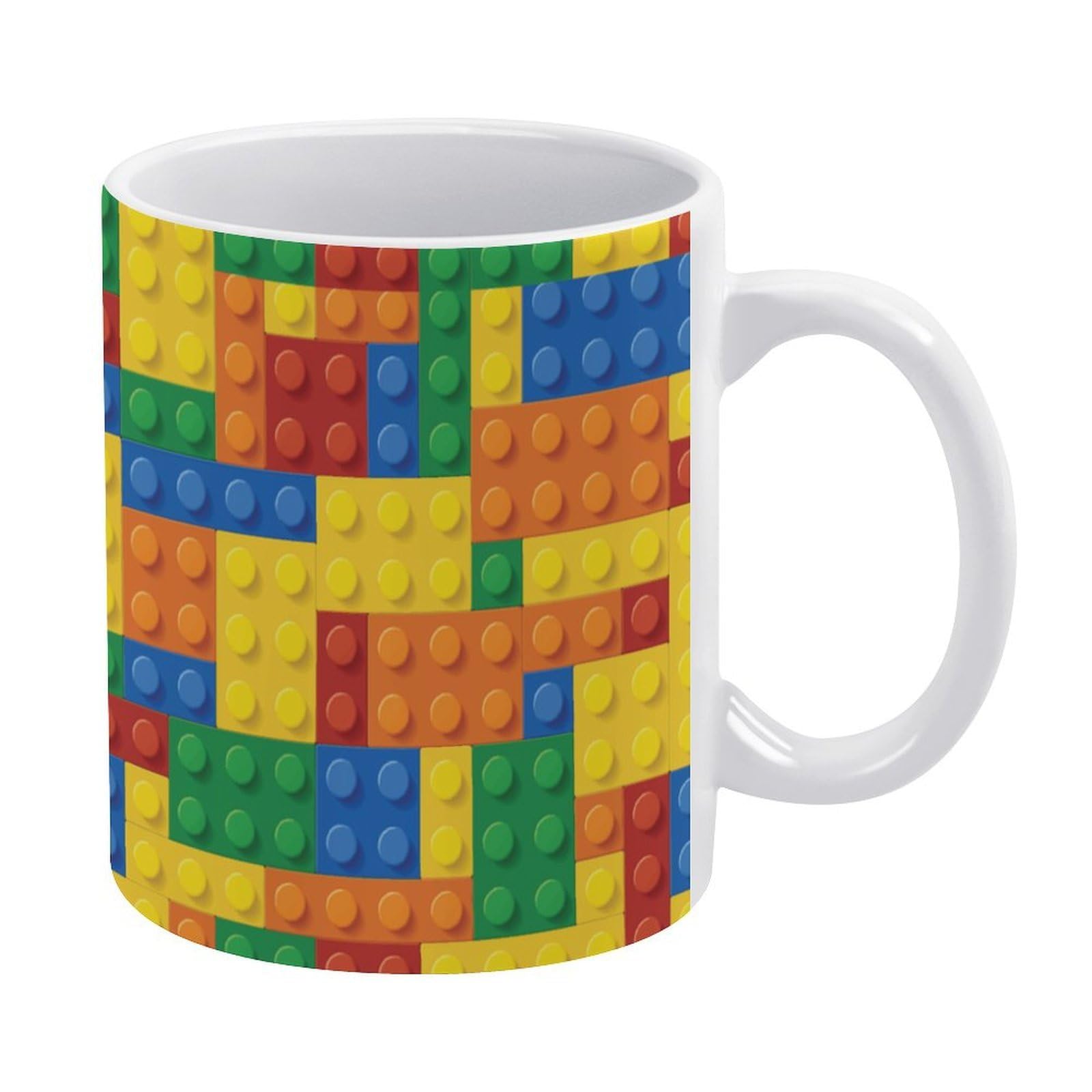 CZWEDRTPK Colorful Building Blocks Coffee Mugs with Handle Travel Cup Ceramic Mug Tea Cups