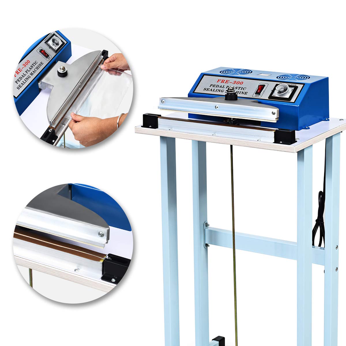 Goplus 110V 12'' Foot Pedal Impulse Sealer With Cutter, Heat Seal Closer Plastic Bag Sealing Machine, Cutting Machine, Ideal For