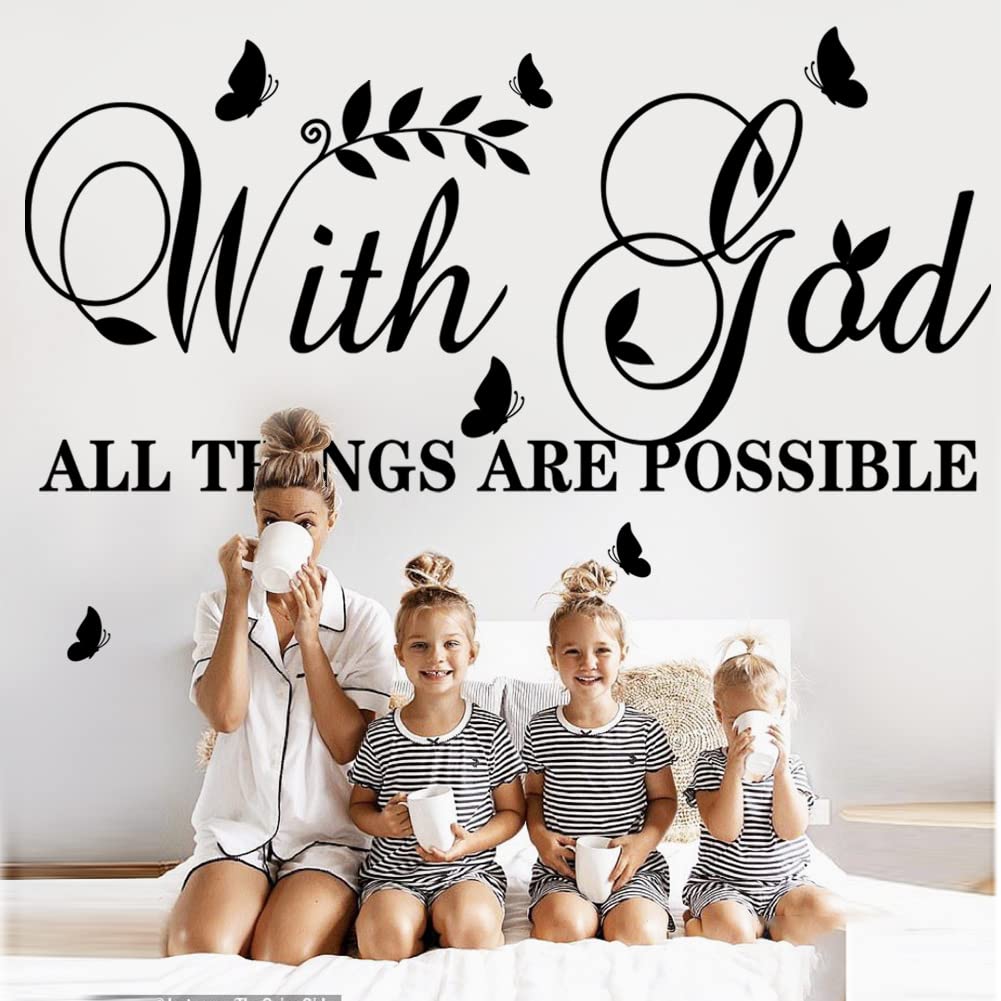 With God All Things Are Possible Wall Stickers Inspirational Wall Decal Vinyl Wall Decals Motivational Office Decor Quote Wall A