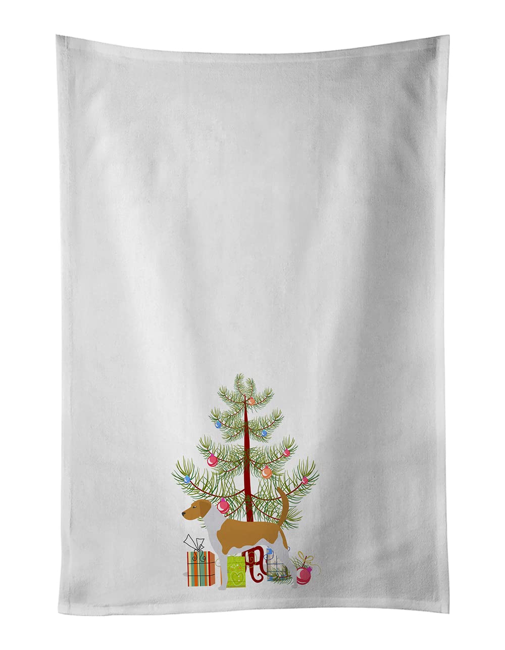 American Foxhound Merry Christmas Tree White Kitchen Towel Set of 2