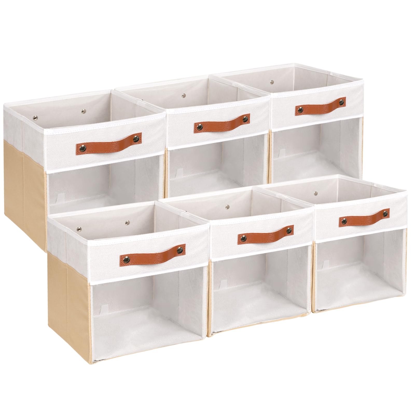 Hnzige 11 Inch Cube Storage Bins For Storage Shelves,Foldable Fabric Storage Cubes Bins, Clear Bins For Cube Storage, Cubby Canv