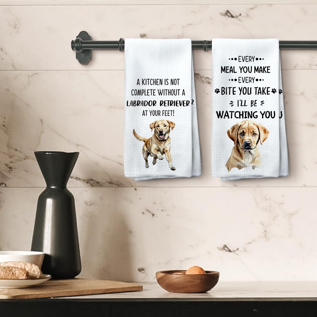Tzhim Labrador Retriever Gifts Kitchen Towels Set Of 2, Labrador Gifts, Labrador Retriever Decor Hand Towels, Labrador Retriever