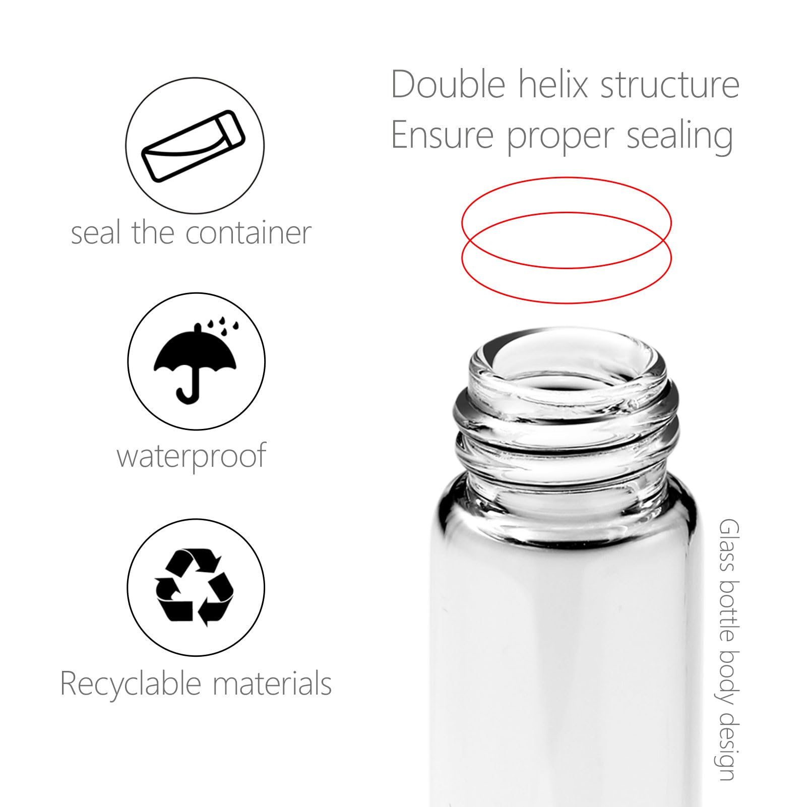 Portable Glass Compact Dispenser Bottle With Portable Zipper Storage Bag, Pack Of 6