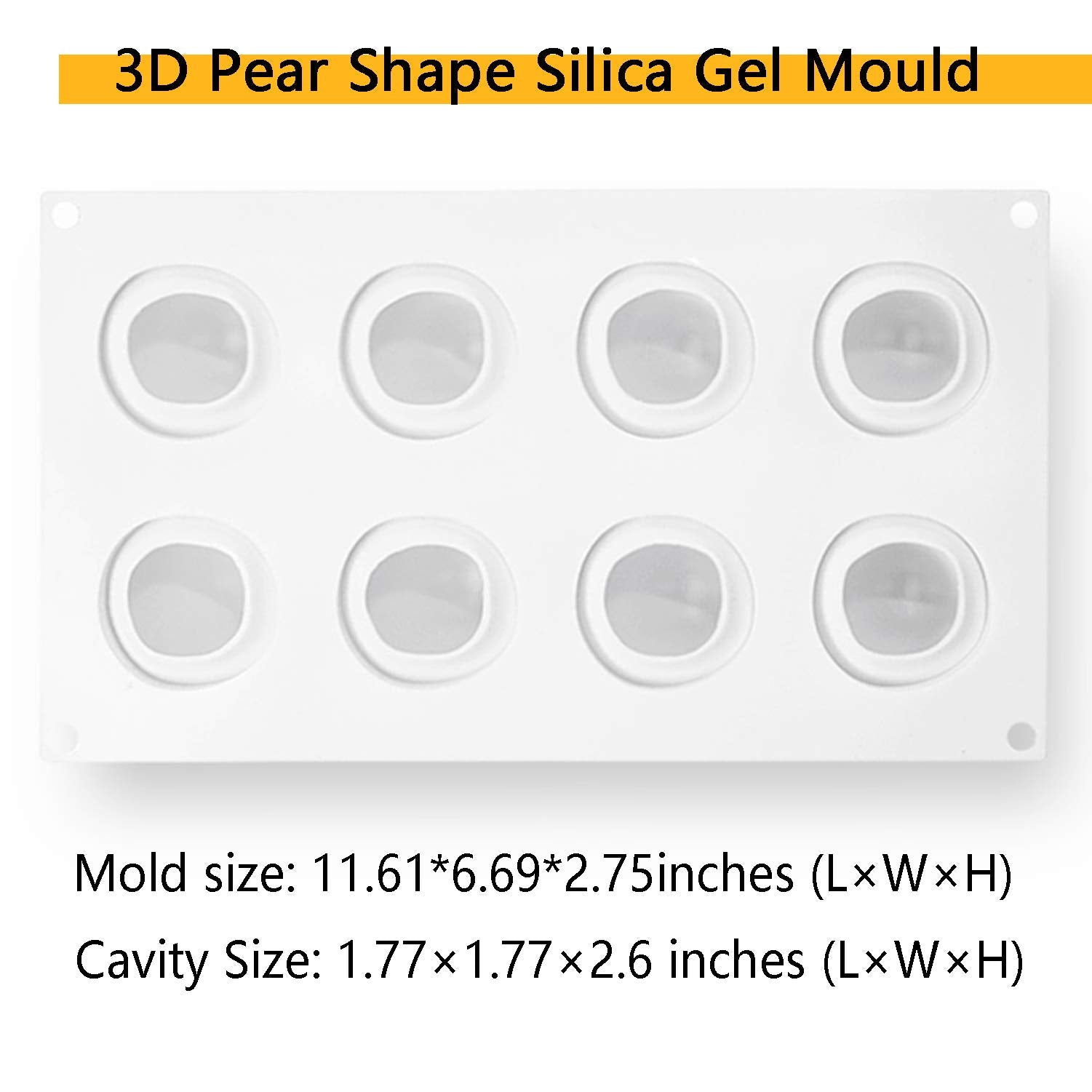 Ocpo Kitchen 3D Pear Silicone Mold For Baking Mousse Cake, 3D Fruit Silicone Mold For Cakes, French Dessert Mold, Ice Cream, Cak
