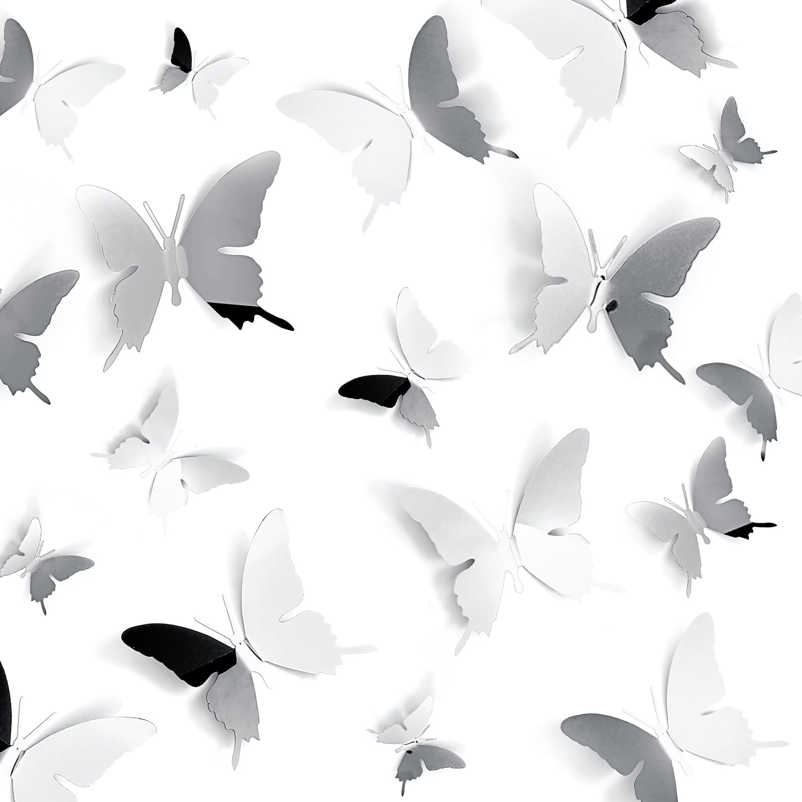 Ferraycle 24 Pieces Metal Butterfly Decorations, 3D Flying Butterfly For Ceiling, Cute Diy Art Decor For Shopping Mall Bedroom H