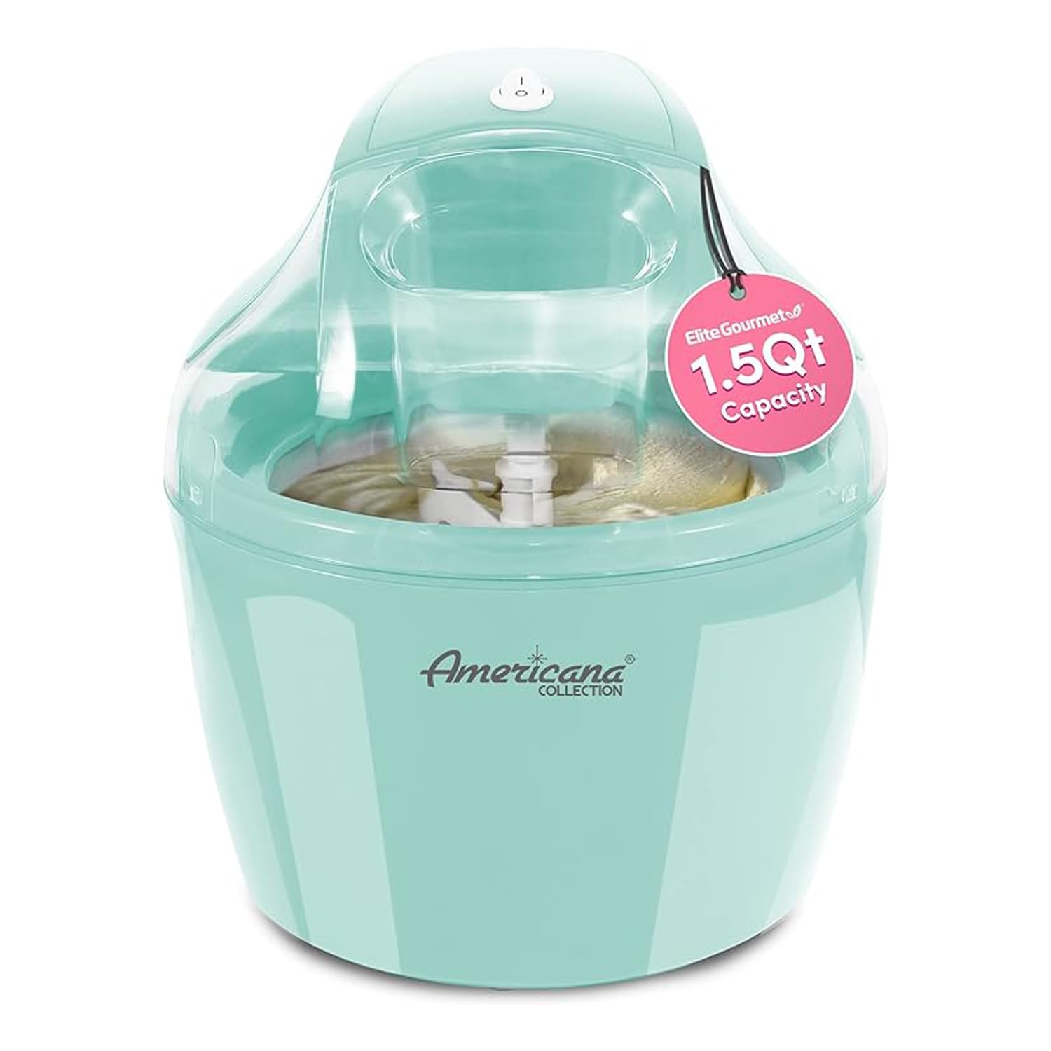 Americana Eim-1400M 1.5 Qt Freezer Bowl Automatic Easy Homemade Electric Ice Cream Maker, Ingredient Chute, On/Off Switch, No Sa