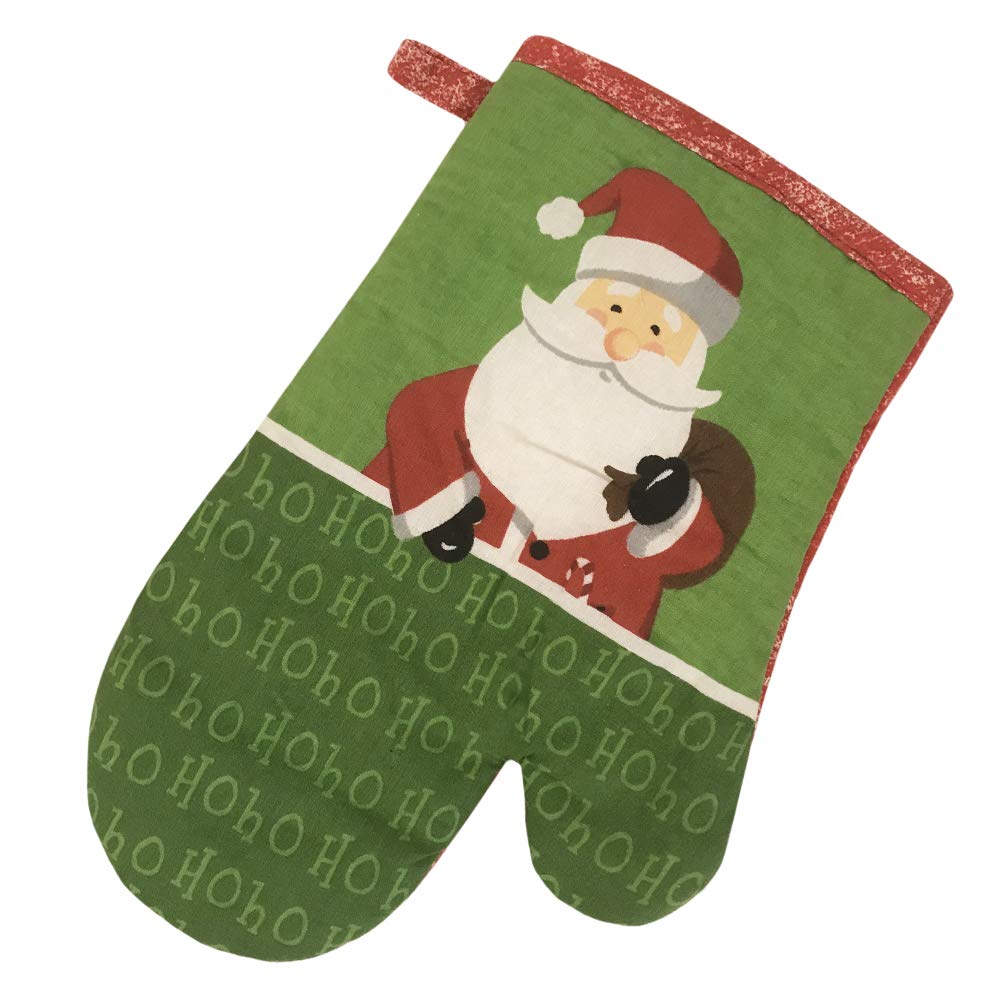 Lobyn Value Packs Kitchen Towel 5 Piece Linen Set 2 Towels 2 Pot Holders 1 Oven Mitt (X-Santa)